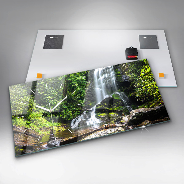 Horizontal wall clock Waterfall forest