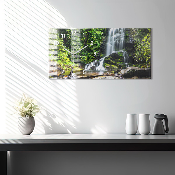 Horizontal wall clock Waterfall forest