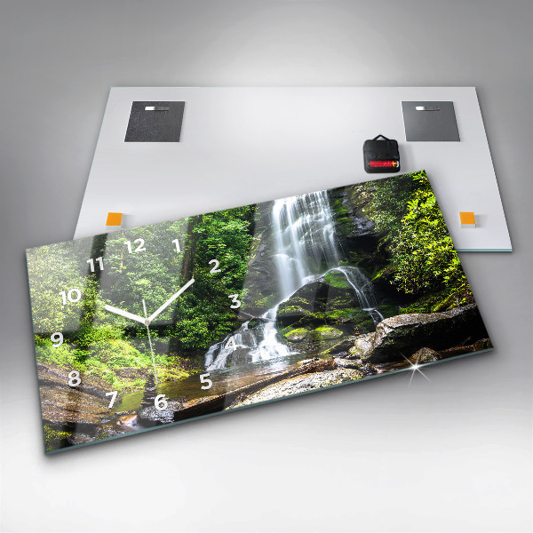 Horizontal wall clock Waterfall forest