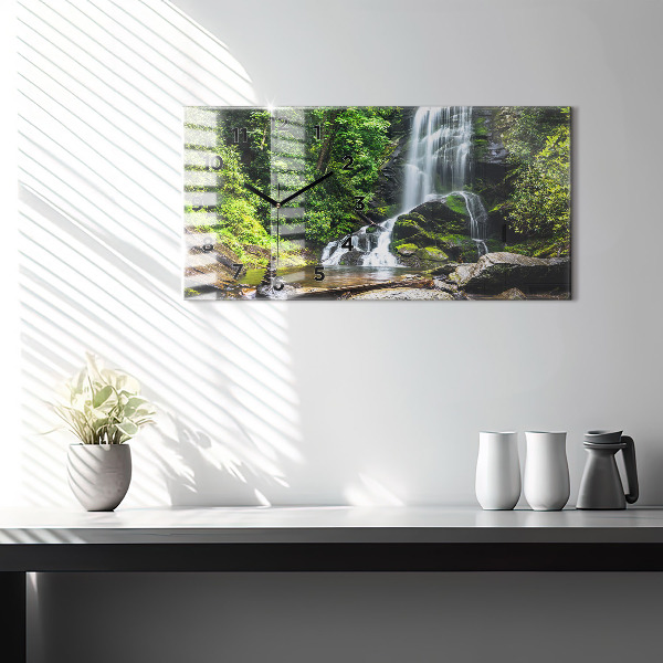 Horizontal wall clock Waterfall forest
