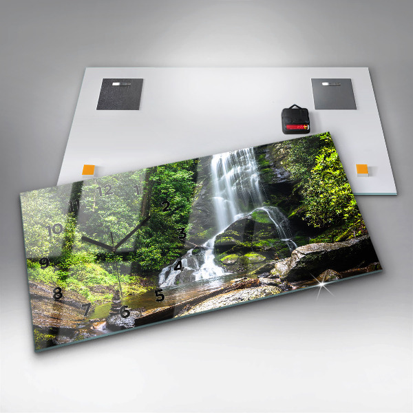Horizontal wall clock Waterfall forest