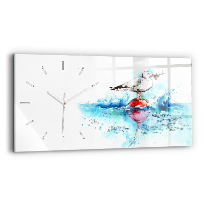 Horizontal wall clock Painted seagull