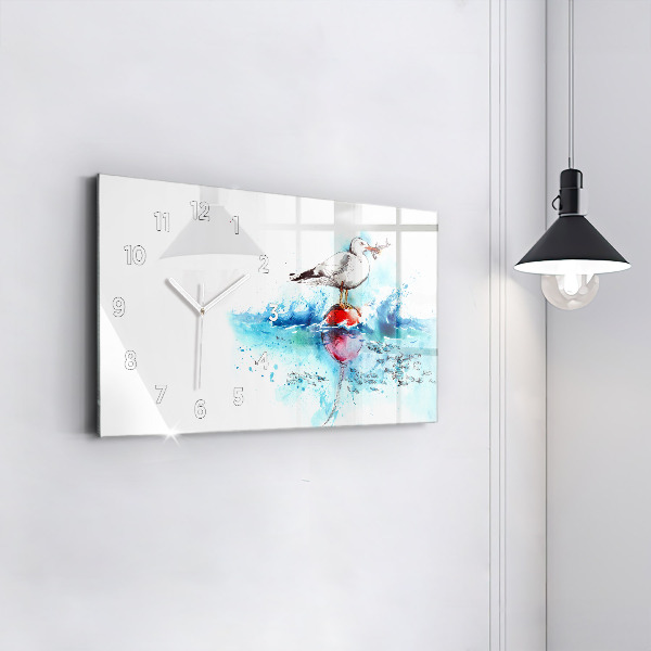 Horizontal wall clock Painted seagull