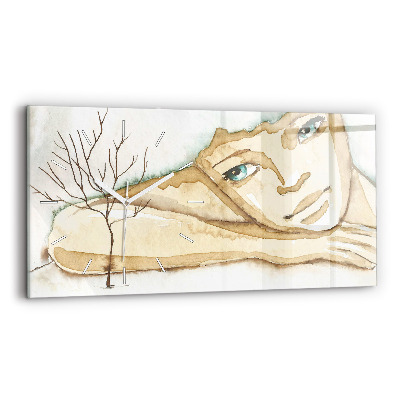 Horizontal wall clock Portrait of a woman