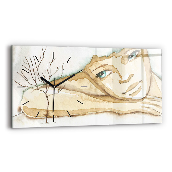 Horizontal wall clock Portrait of a woman