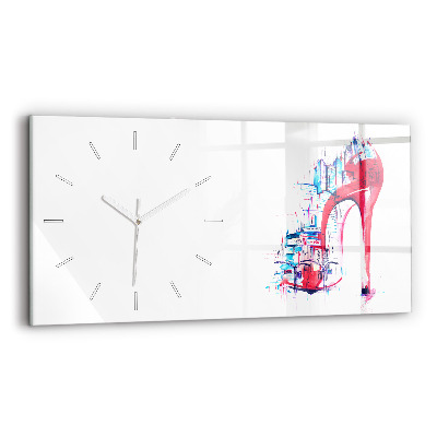 Horizontal wall clock Red heel