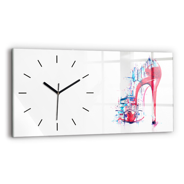 Horizontal wall clock Red heel