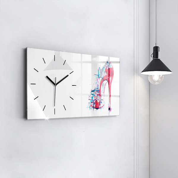 Horizontal wall clock Red heel