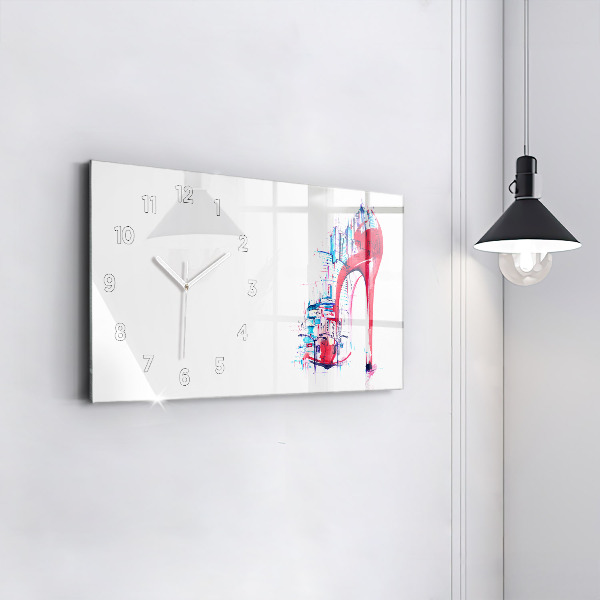 Horizontal wall clock Red heel