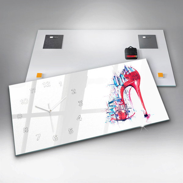 Horizontal wall clock Red heel