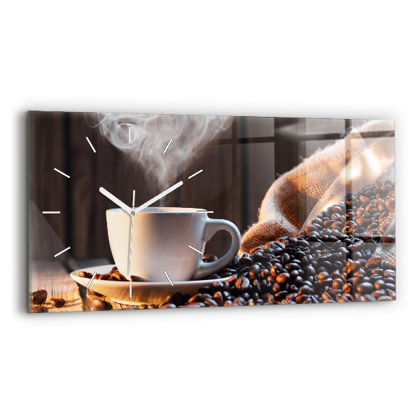 Horizontal wall clock A cup of coffee