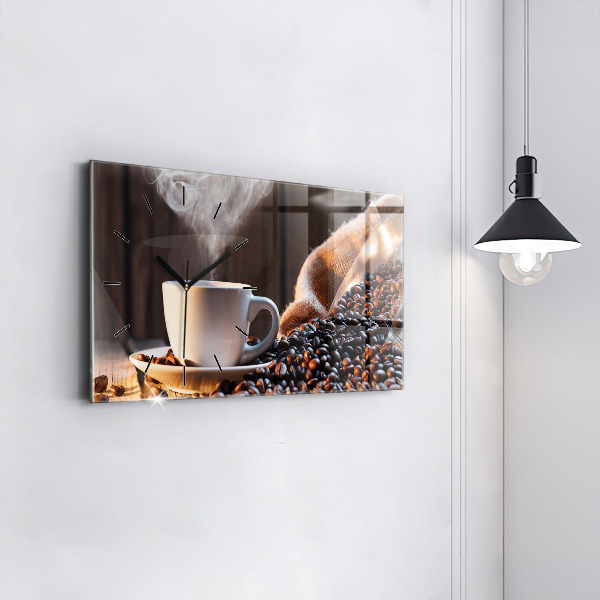 Horizontal wall clock A cup of coffee