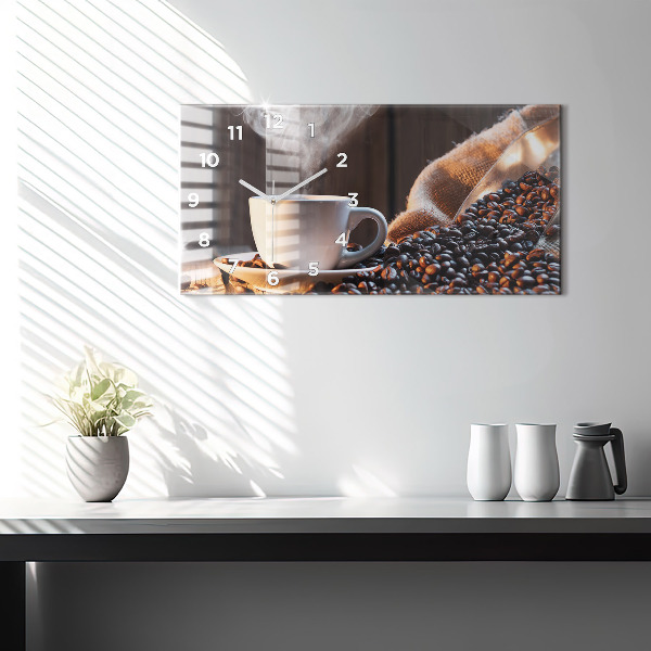 Horizontal wall clock A cup of coffee