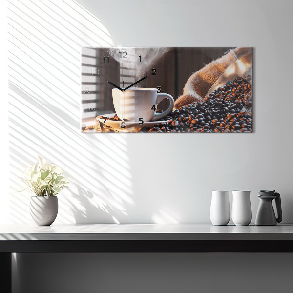 Horizontal wall clock A cup of coffee