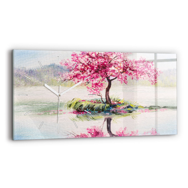 Horizontal wall clock Tree Mosaic