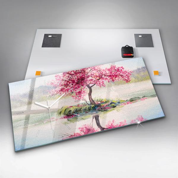 Horizontal wall clock Tree Mosaic