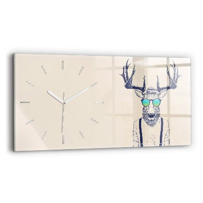 Horizontal wall clock Abstract deer