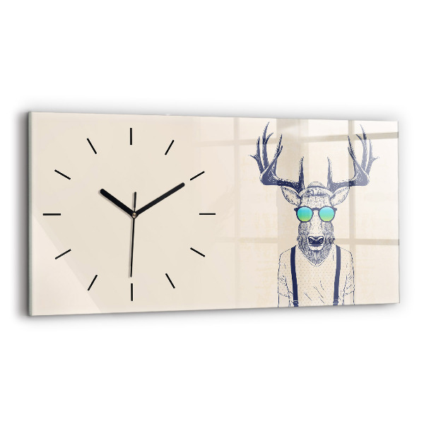 Horizontal wall clock Abstract deer