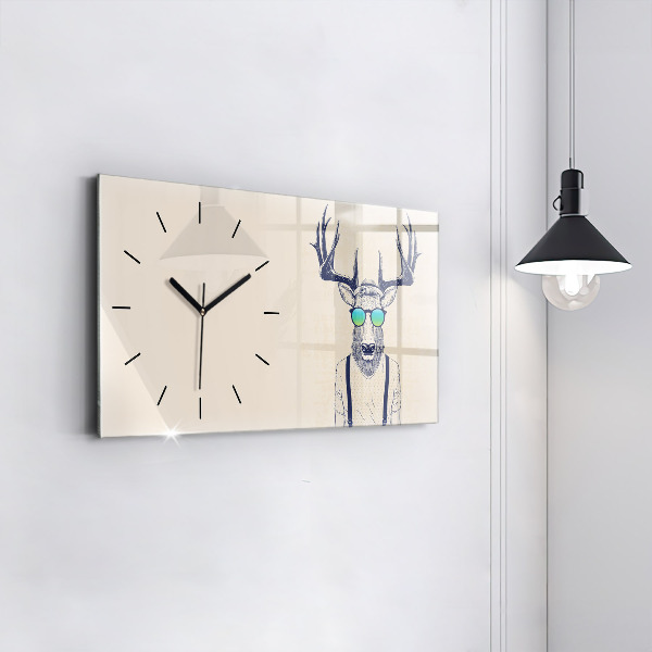 Horizontal wall clock Abstract deer