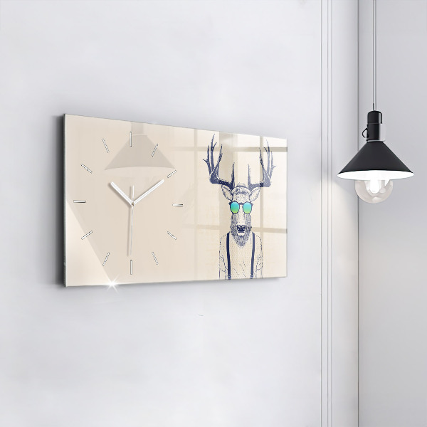 Horizontal wall clock Abstract deer