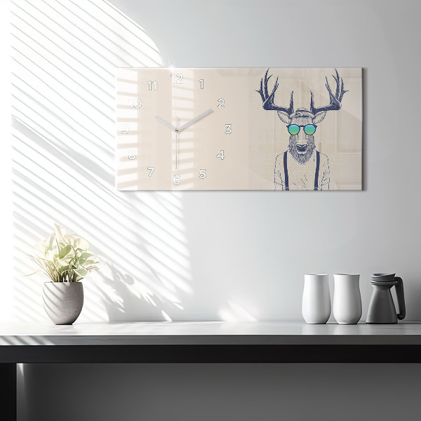 Horizontal wall clock Abstract deer