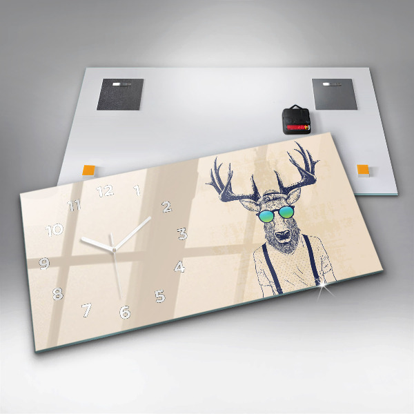 Horizontal wall clock Abstract deer