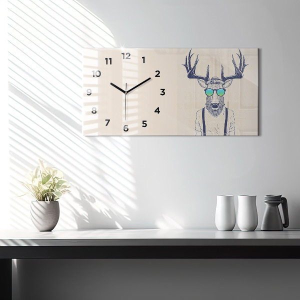Horizontal wall clock Abstract deer