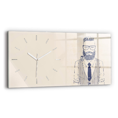 Horizontal wall clock Man with a beard and a pipe