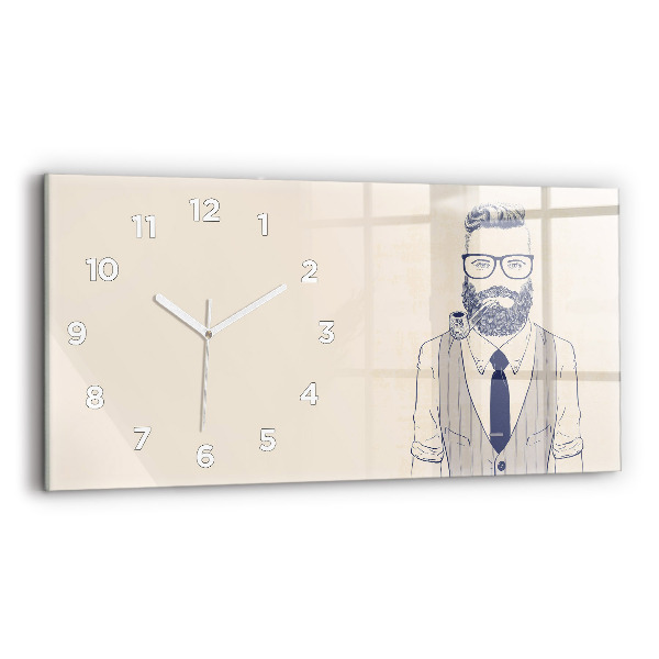 Horizontal wall clock Man with a beard and a pipe