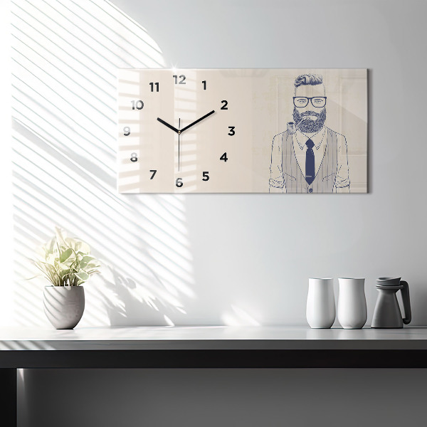Horizontal wall clock Man with a beard and a pipe