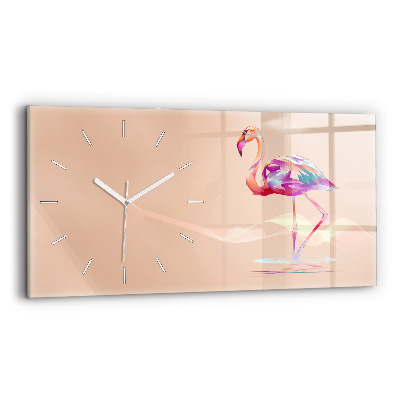 Horizontal wall clock Flamingo illustration