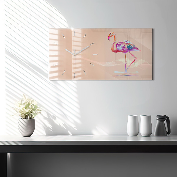 Horizontal wall clock Flamingo illustration