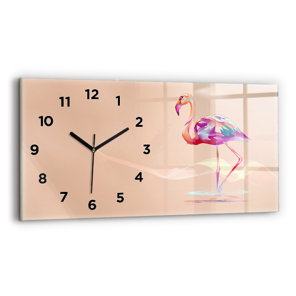 Horizontal wall clock Flamingo illustration