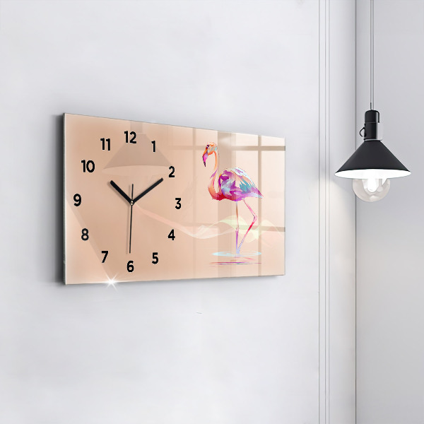 Horizontal wall clock Flamingo illustration