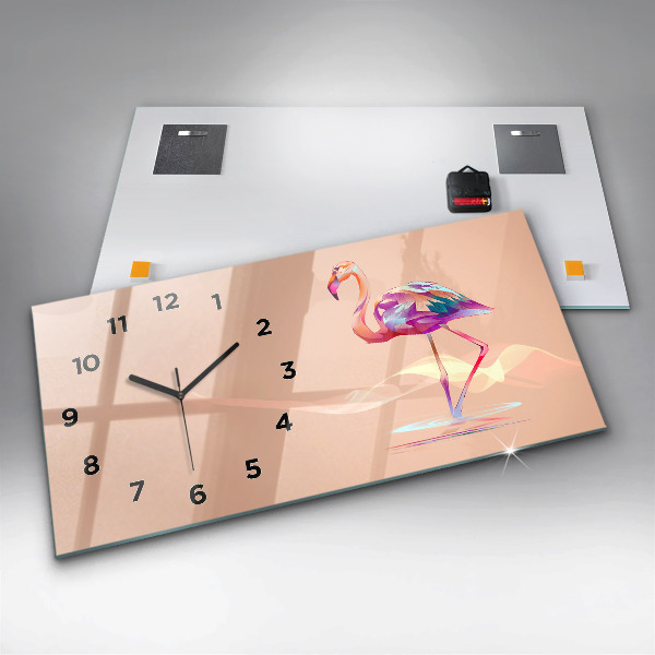 Horizontal wall clock Flamingo illustration
