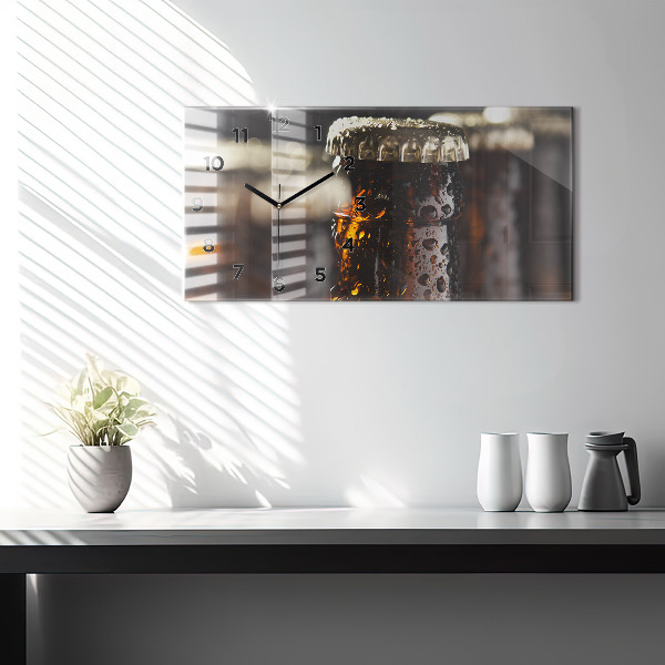 Horizontal wall clock Glass bottles