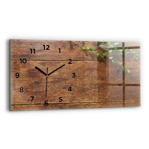 Horizontal wall clock Rustic Wood