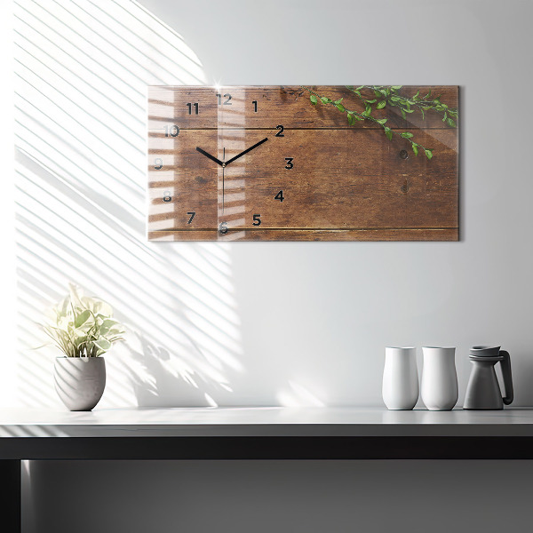 Horizontal wall clock Rustic Wood