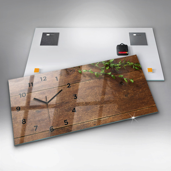 Horizontal wall clock Rustic Wood