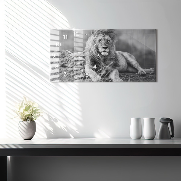 Horizontal wall clock Abstraction - Lion