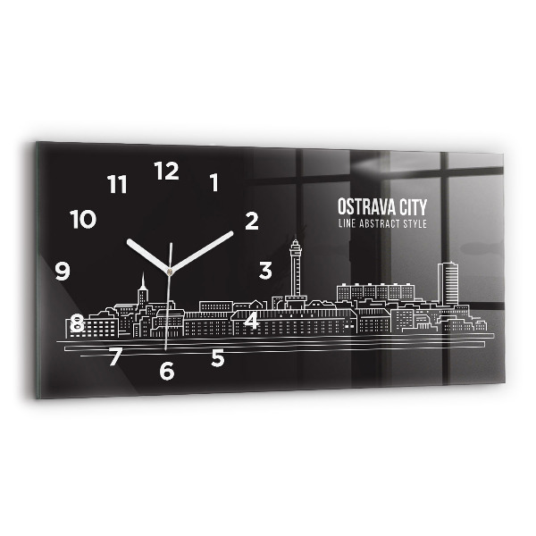 Horizontal wall clock City of Ostrava drawing