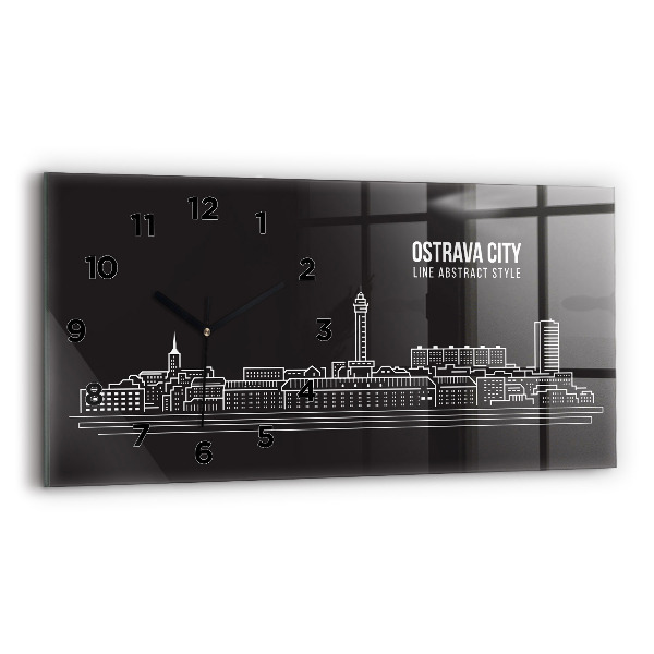 Horizontal wall clock City of Ostrava drawing