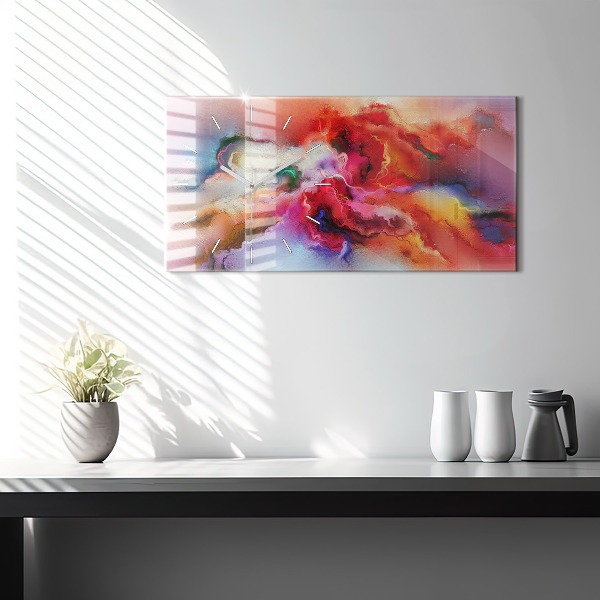 Horizontal wall clock Spilled paint