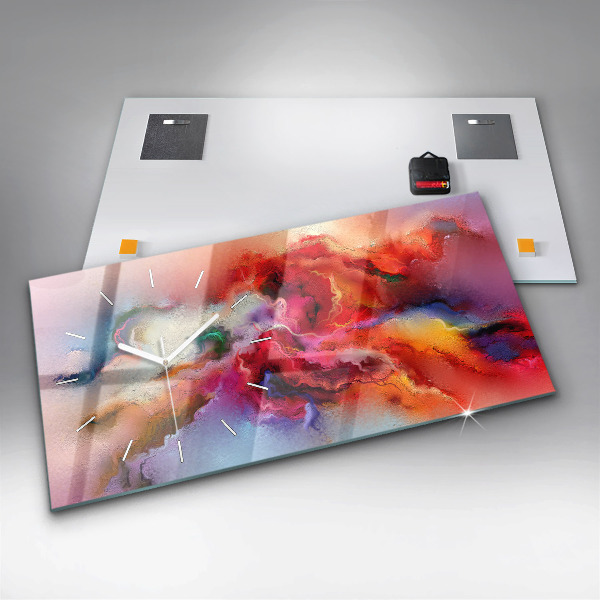 Horizontal wall clock Spilled paint