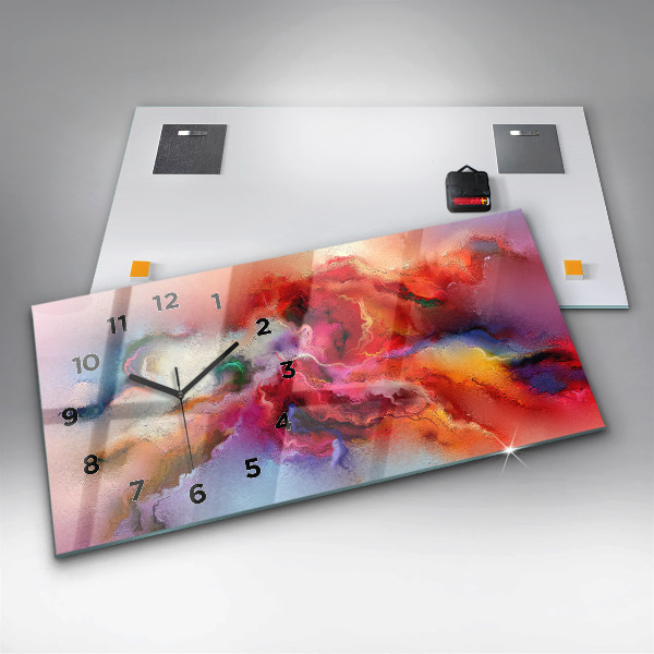 Horizontal wall clock Spilled paint