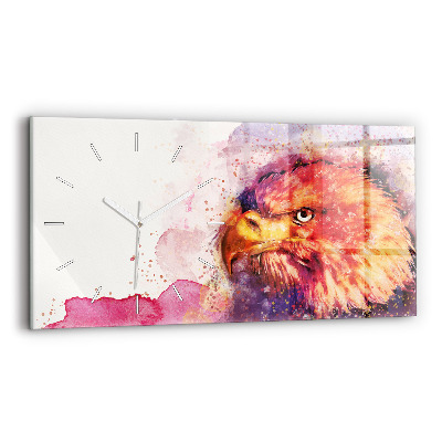 Horizontal wall clock Watercolor eagle background