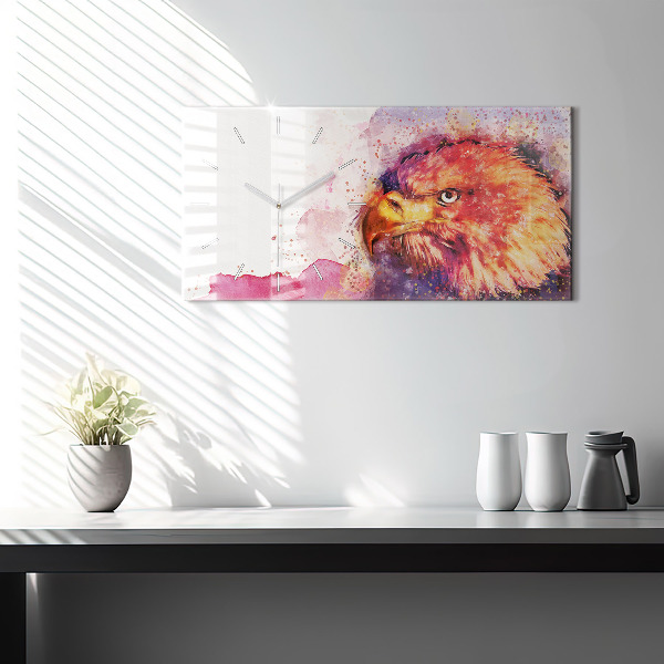 Horizontal wall clock Watercolor eagle background