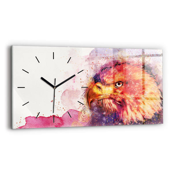 Horizontal wall clock Watercolor eagle background