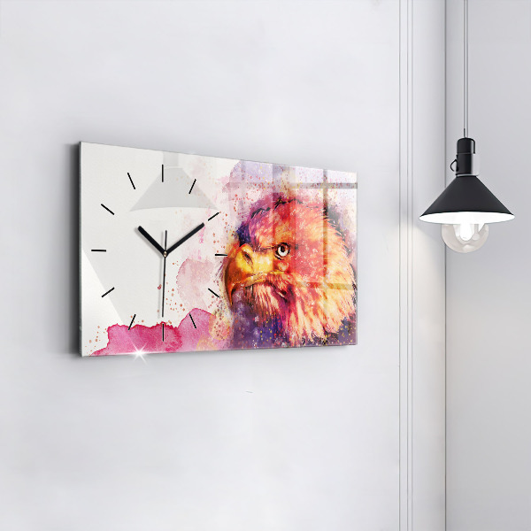 Horizontal wall clock Watercolor eagle background