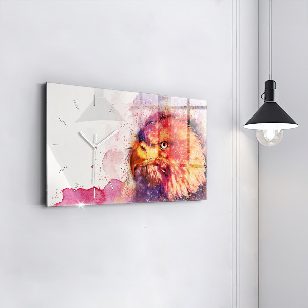 Horizontal wall clock Watercolor eagle background